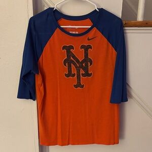 Nike Adult' Blue and Orange Quarter Sleeve Tee
